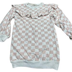 Jessica Simpson light brown pink and White Checkered Kids Top